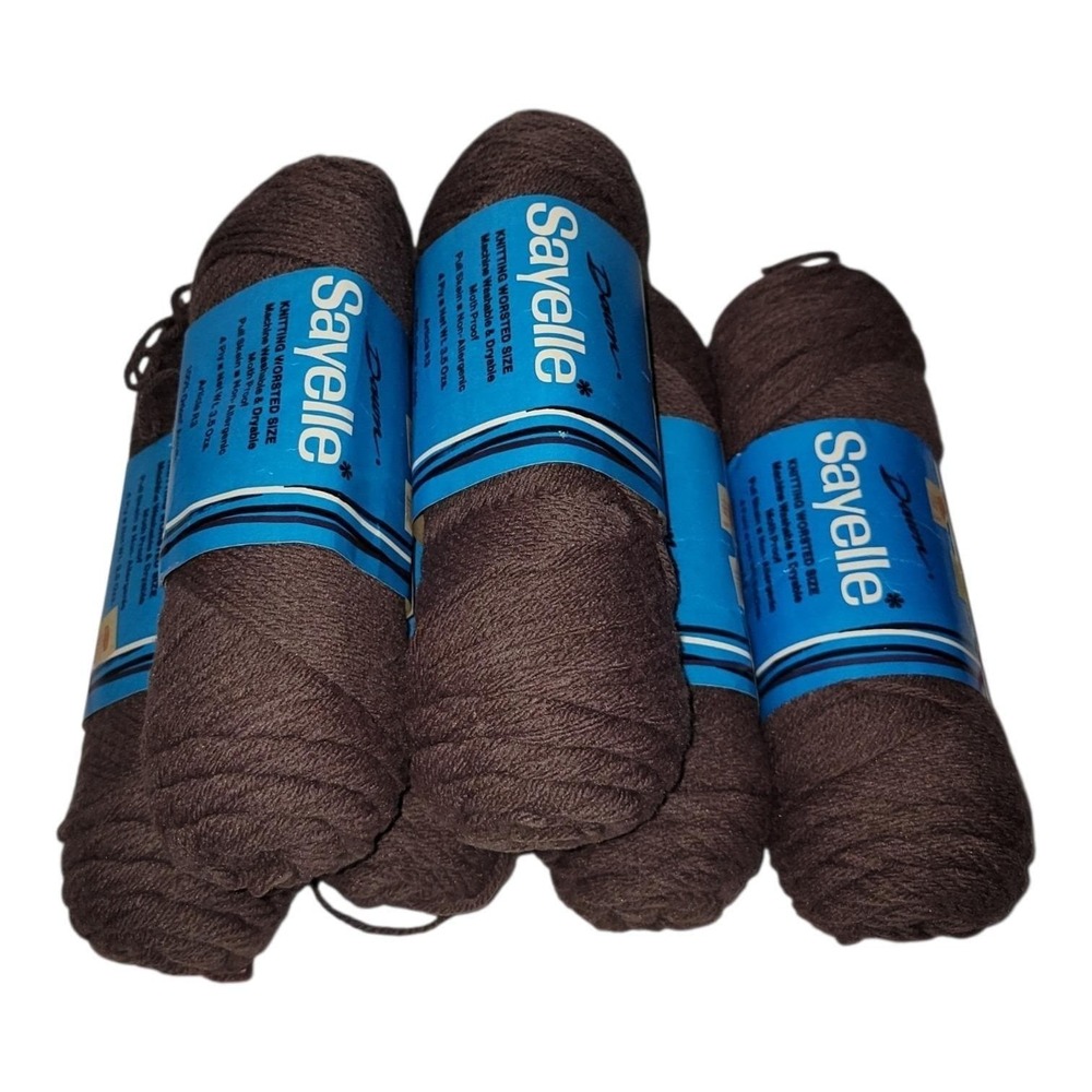 Vintage Dawn Sayelle Yarn Lot 6 Brown Taupe 100% Orlon Acrylic Worsted 3.5 oz
